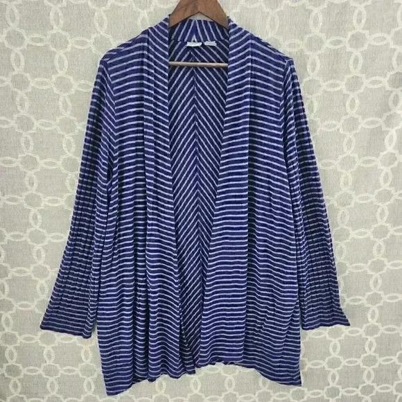 Chico's Open Front Striped Long Sweater Cardigan 3 or 16/18 - Picture 1 of 9